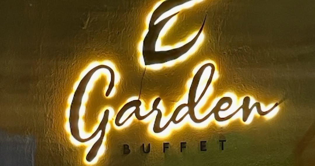Letras caixa retroiluminadas Garden Buffet — projeto Visual Colors